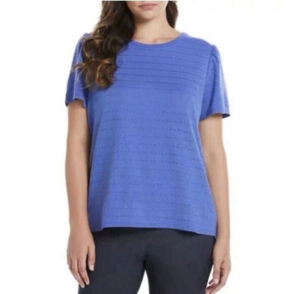 Rafaella new with tag short sleeved eyelet lined top size large - Picture 1 of 7